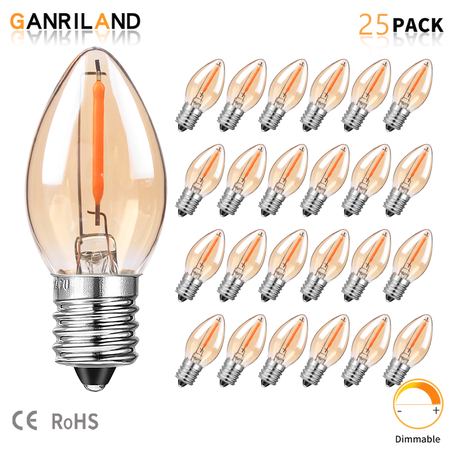 Uv Inhibitor Candle - 25PACK E12 E14 Candelabra Gold Tint