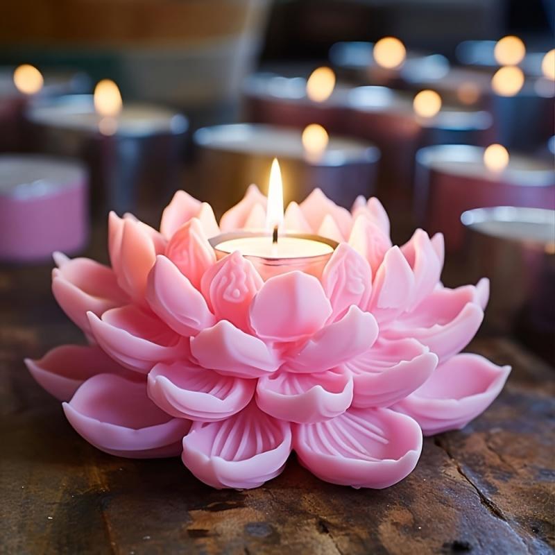 Candle Making Class - 1PC Lotus Flower Candle Mold Silicone