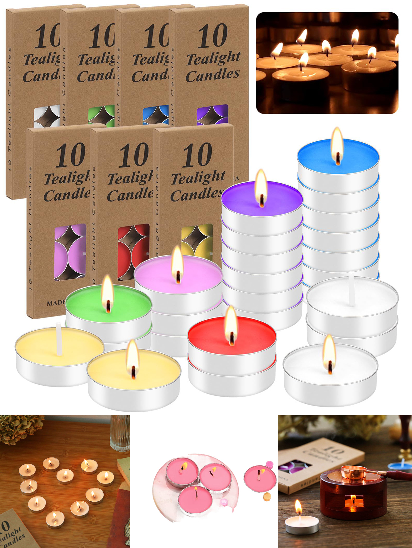 Uv Inhibitor Candle - 10 pieces of non-fire-varnish tea wax,