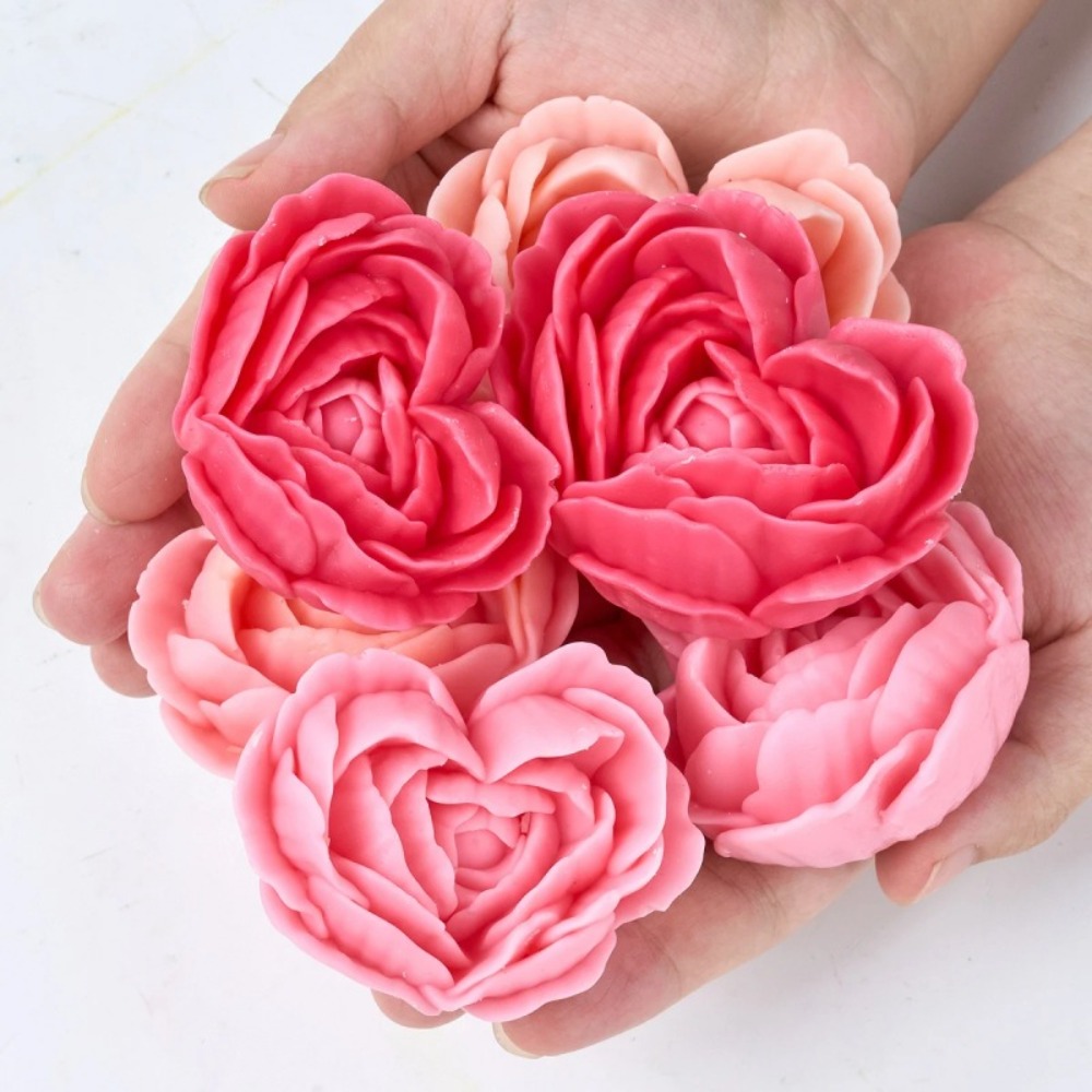 Candle Making Date - Stacked Petals Heart Rose Silicone Soap