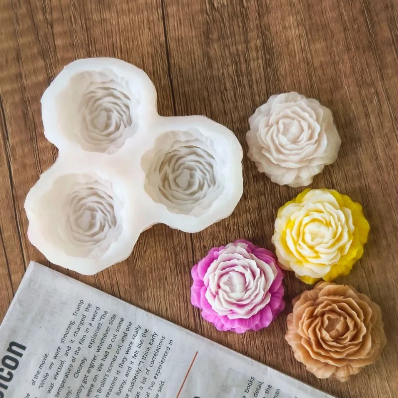 Candle Making Items - Peony Flower Candle Silicone Mold 3D