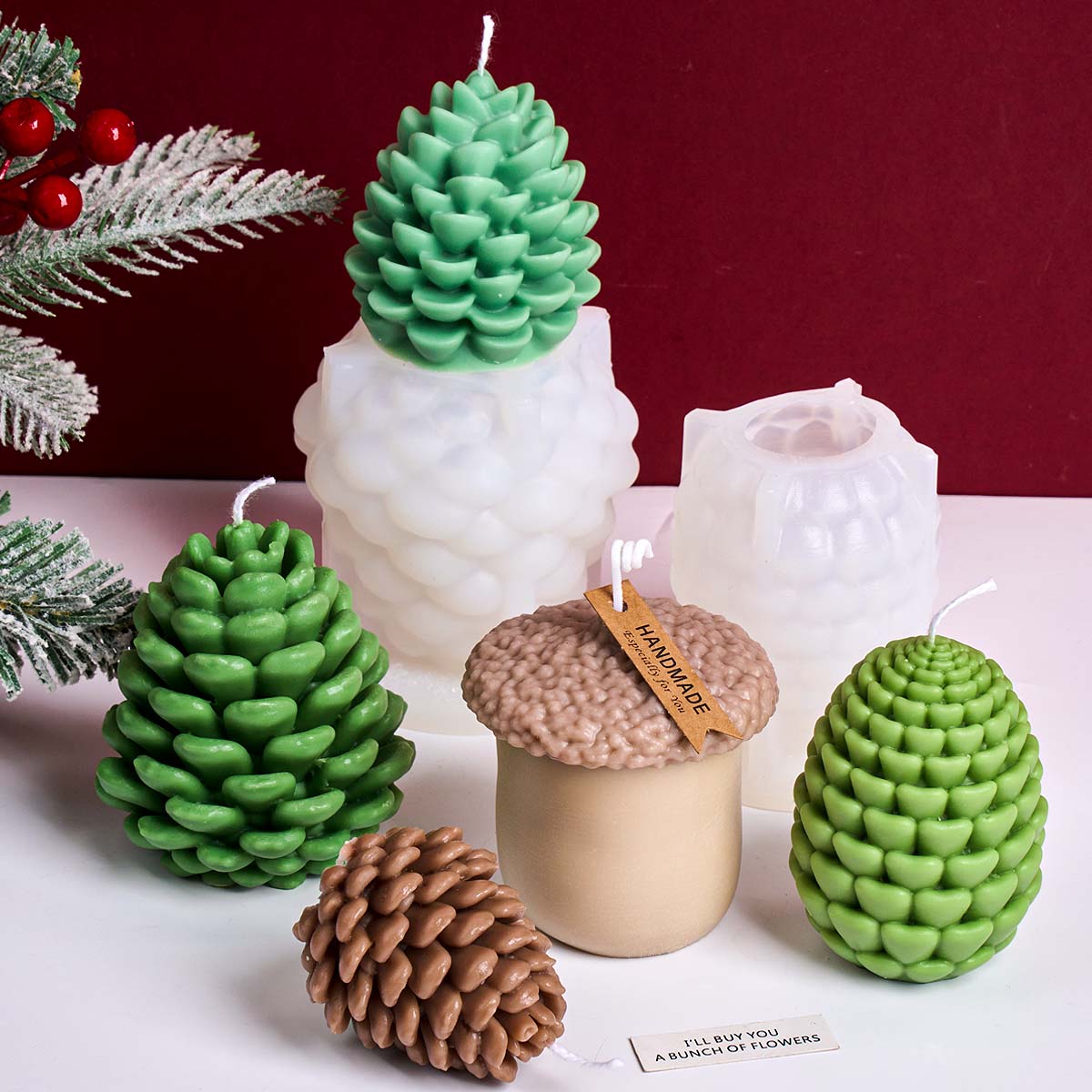 3D Pine Cone Silicone Candle M - Xmas Candle Making ulasan dan harga