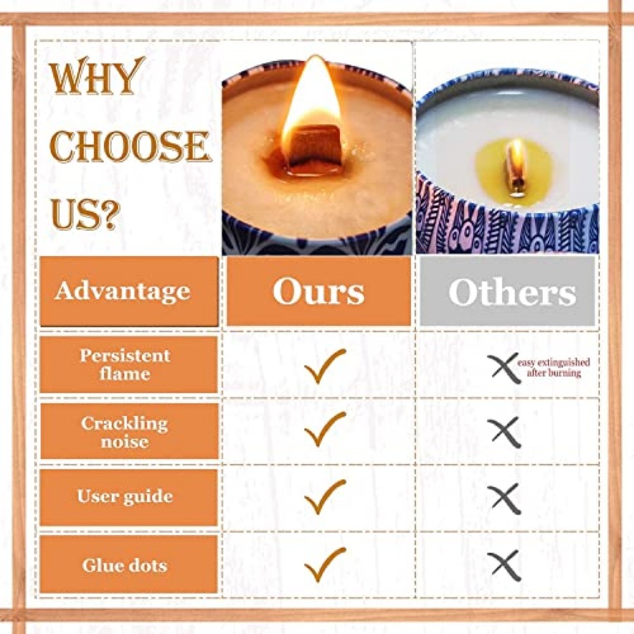 Wooden Candle Wicks Long Crack - Wood Wick Crackle ulasan dan harga