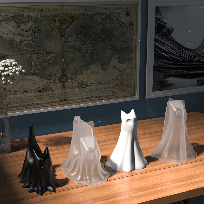 Ghost Cat Halloween Desktop Or - Candle Making Things ulasan dan harga