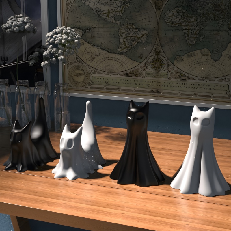 Ghost Cat Halloween Desktop Or - Candle Making Things ulasan dan harga