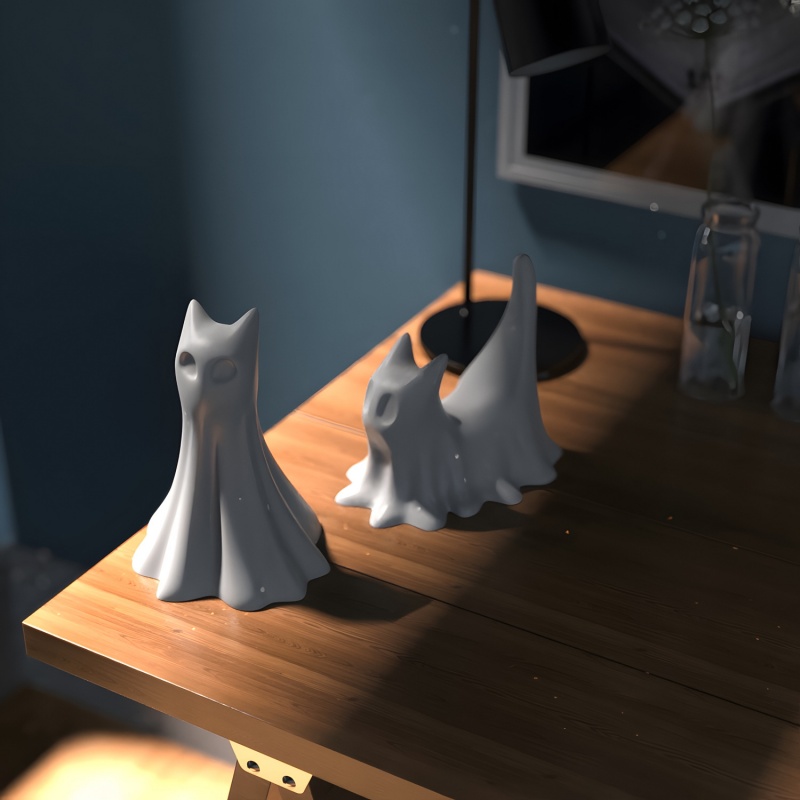 Ghost Cat Halloween Desktop Or - Candle Making Things ulasan dan harga