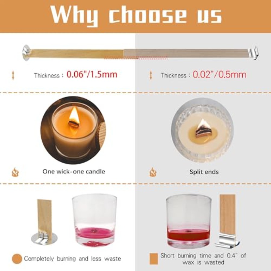 150 Pcs Thickned Wooden Candle - Wood Wick Crackle ulasan dan harga
