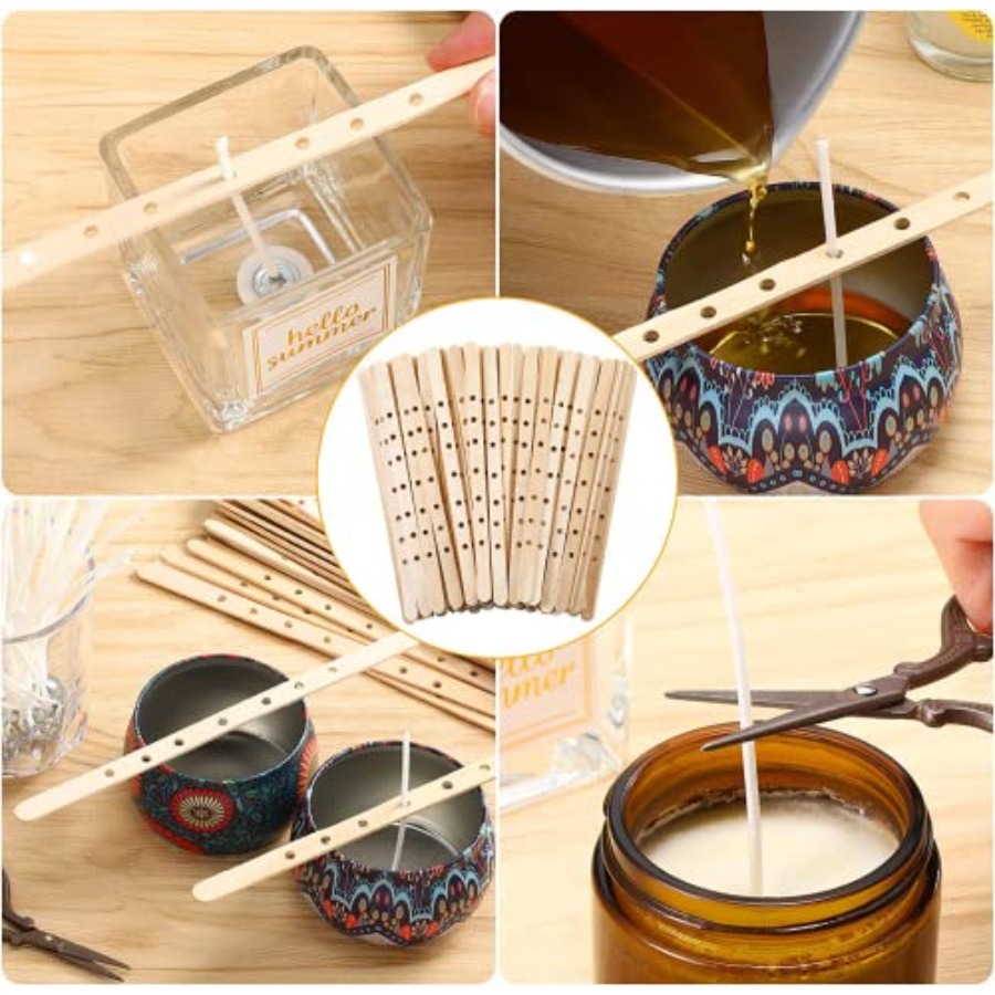 100pcs Wooden Candle Wick Hold - Candle Making Homewood ulasan dan harga