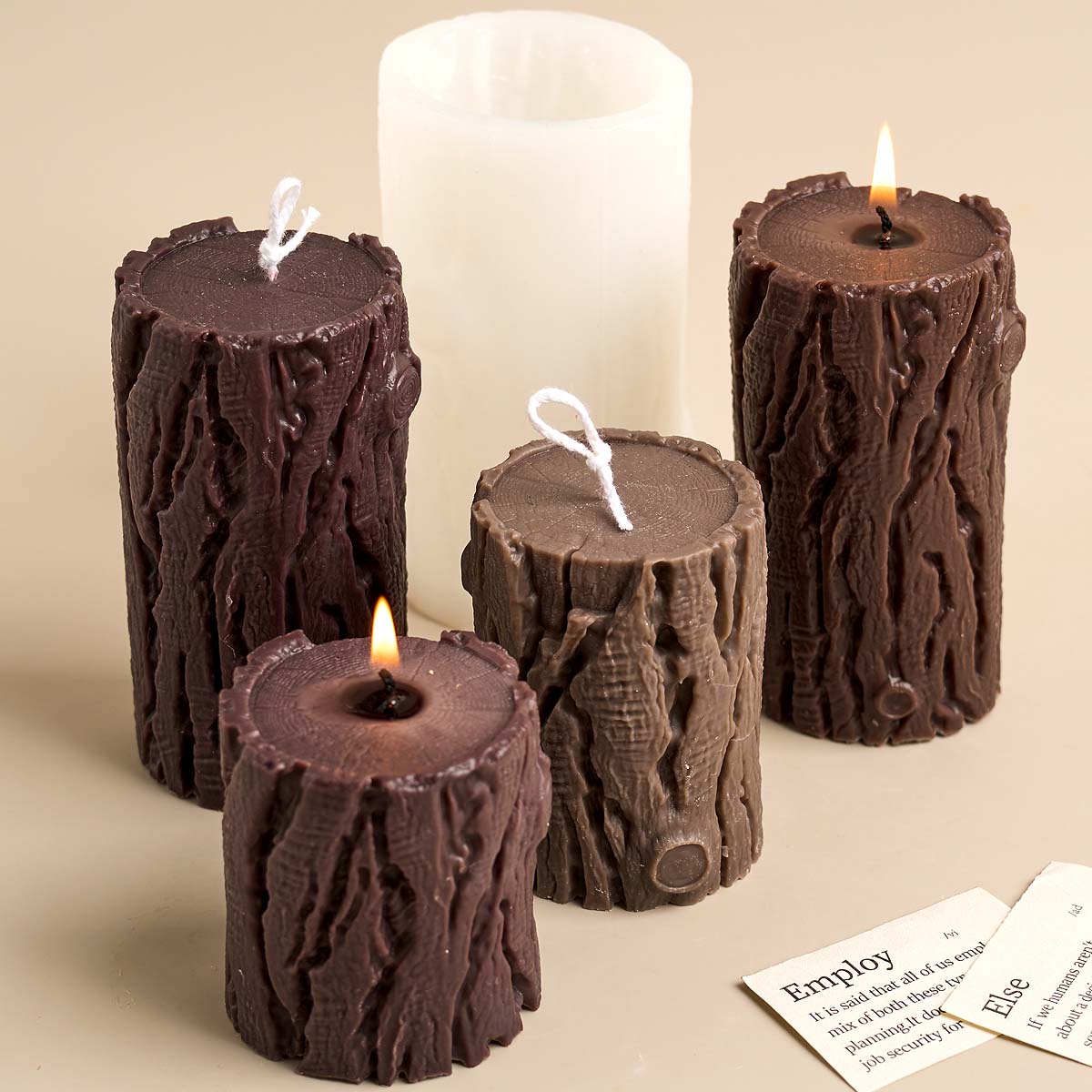 Wood Grain Cylindrical Silicon - Candle Making Homewood ulasan dan harga