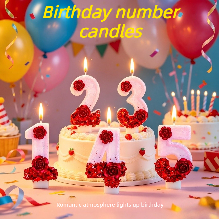 Number Pink Glitter Red Rose F - Candle Making Things ulasan dan harga
