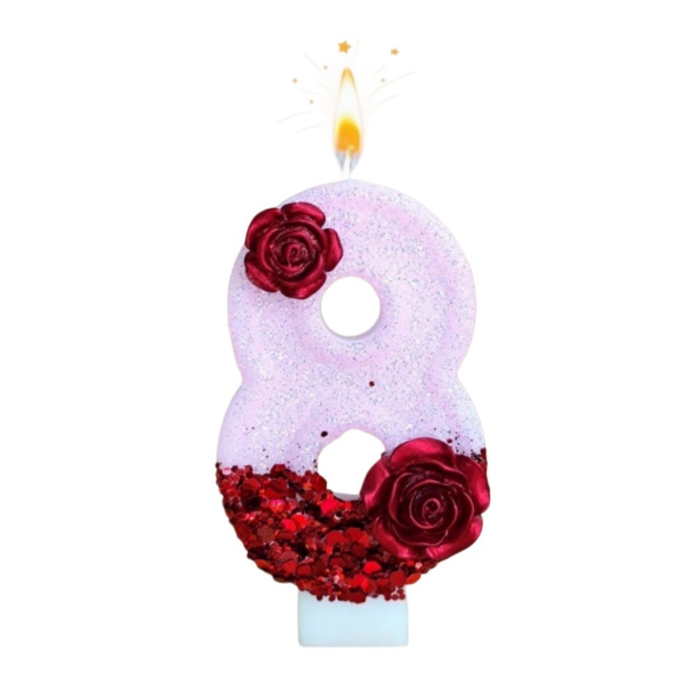 Number Pink Glitter Red Rose F - Candle Making Things ulasan dan harga