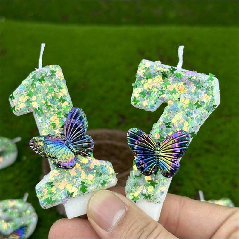 1Pc Green Sequins Number 0-9 B - Candle Making Things ulasan dan harga