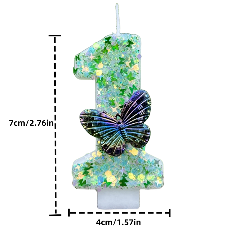 1Pc Green Sequins Number 0-9 B - Candle Making Things ulasan dan harga